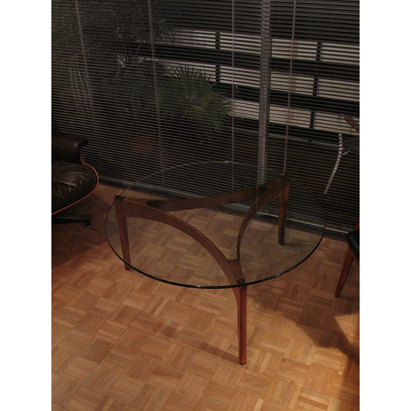 Christian Linneberg rosewood and glass coffee table, Sven ELLEKAER - 1960s