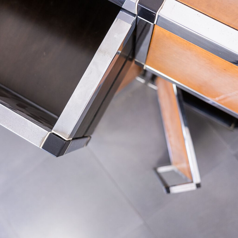 Modular multifunctional vintage sideboard in chrome steel, 1970