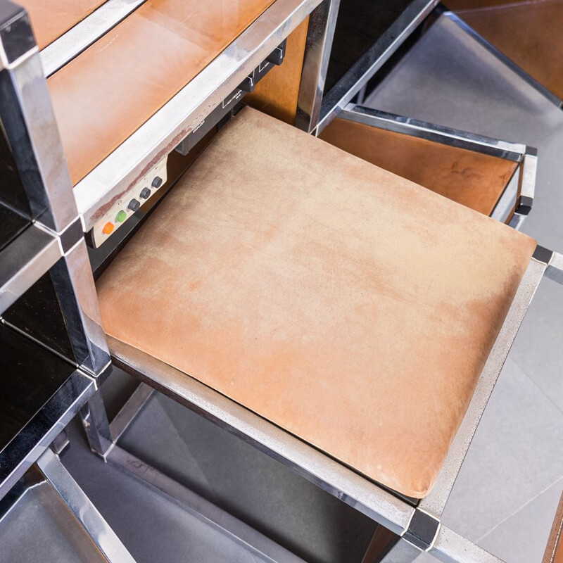 Modular multifunctional vintage sideboard in chrome steel, 1970