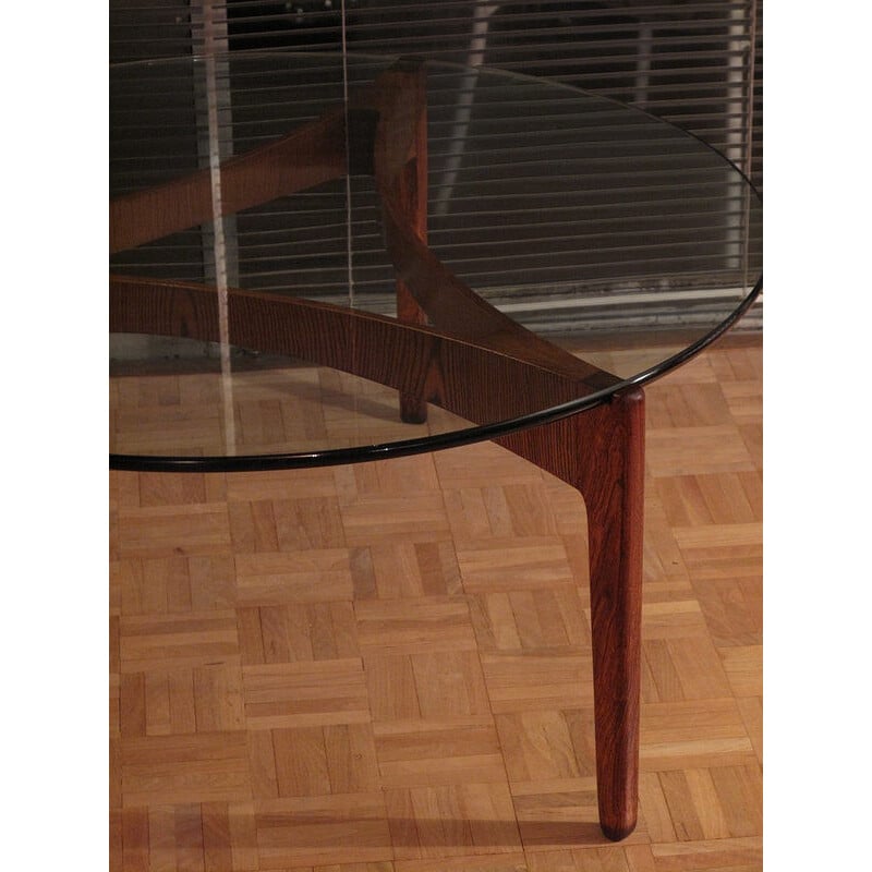 Christian Linneberg rosewood and glass coffee table, Sven ELLEKAER - 1960s