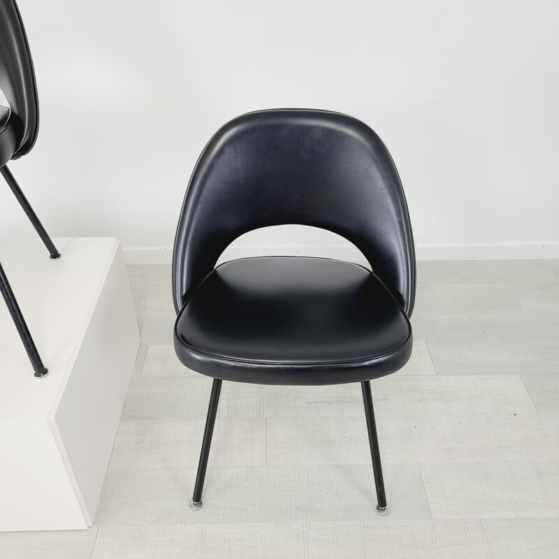 Vintage black skai conference chair by Eeros Saarinen for Knoll, 1960-1970