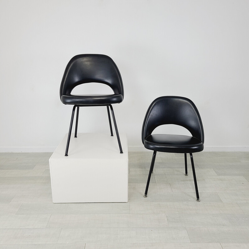 Vintage black skai conference chair by Eeros Saarinen for Knoll, 1960-1970