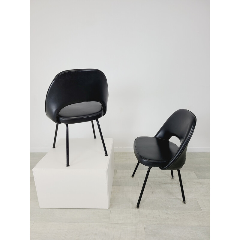 Vintage black skai conference chair by Eeros Saarinen for Knoll, 1960-1970