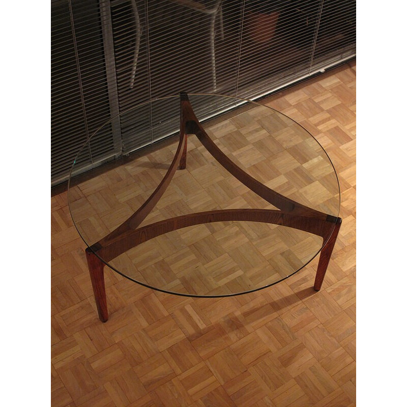 Christian Linneberg rosewood and glass coffee table, Sven ELLEKAER - 1960s