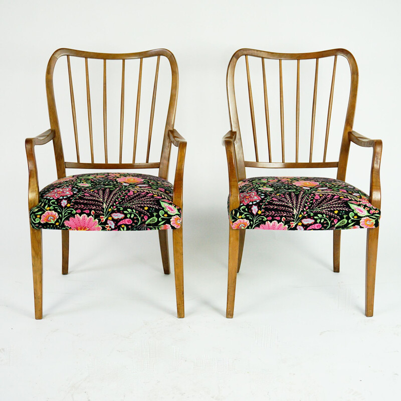 Pair of Austrian mid century dining chairs by Oswald Haerdtl, 1950s