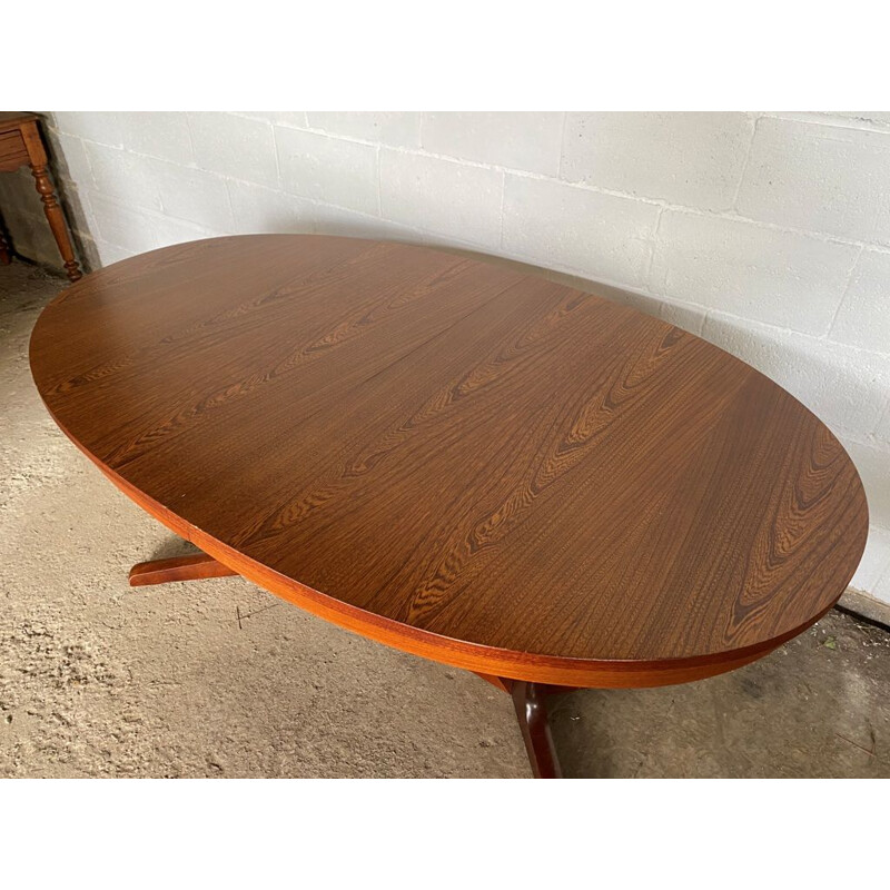 Table ronde ovale extensible vintage scandinave en teck, 1960