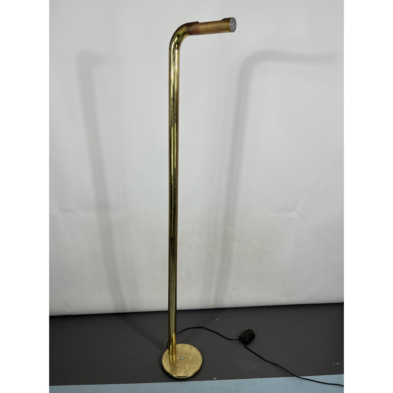 Vintage brass tube floor lamp, Italy 1970