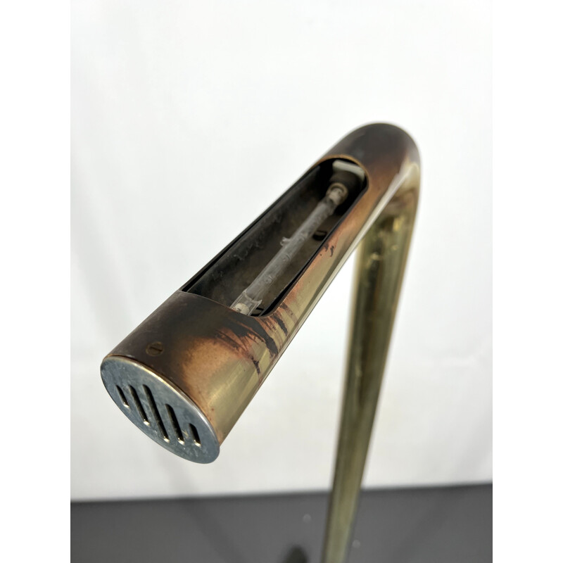 Lámpara de pie vintage de tubo de latón, Italia 1970