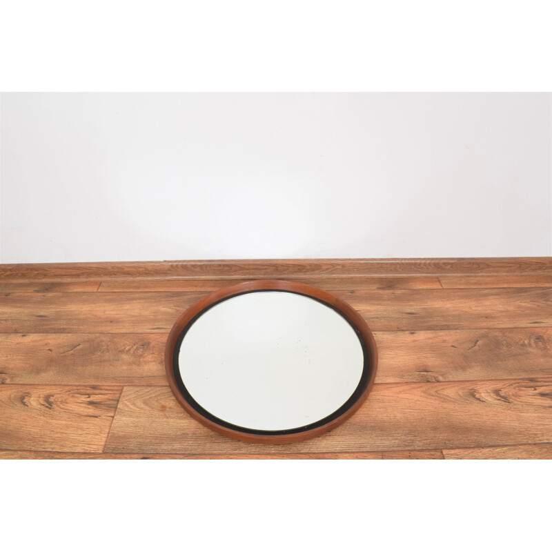 Vintage teak mirror by Uno and Östen Kristiansson for Luxus, Sweden 1950