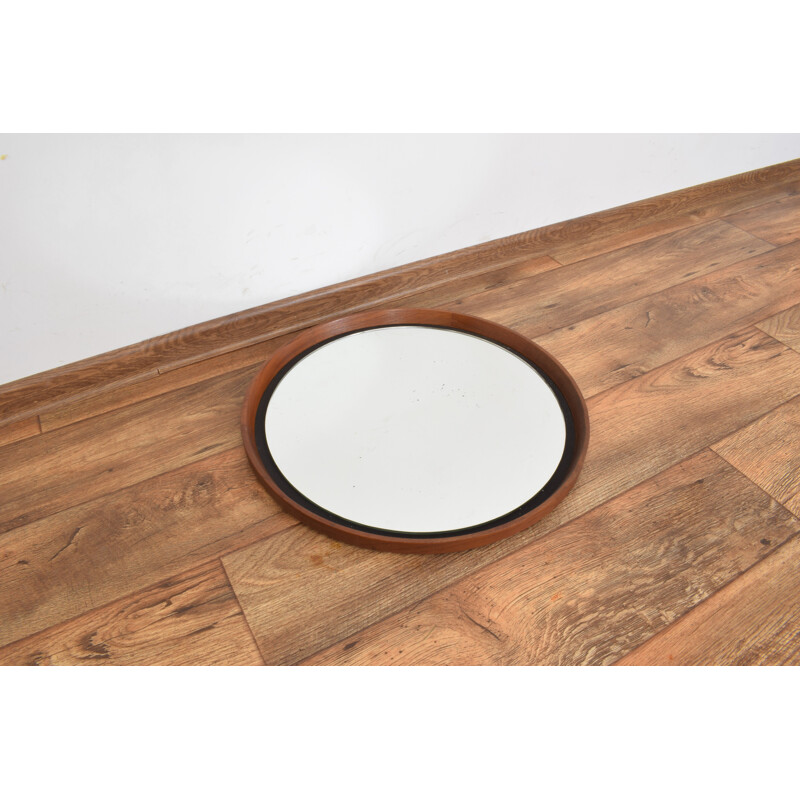 Vintage teak mirror by Uno and Östen Kristiansson for Luxus, Sweden 1950