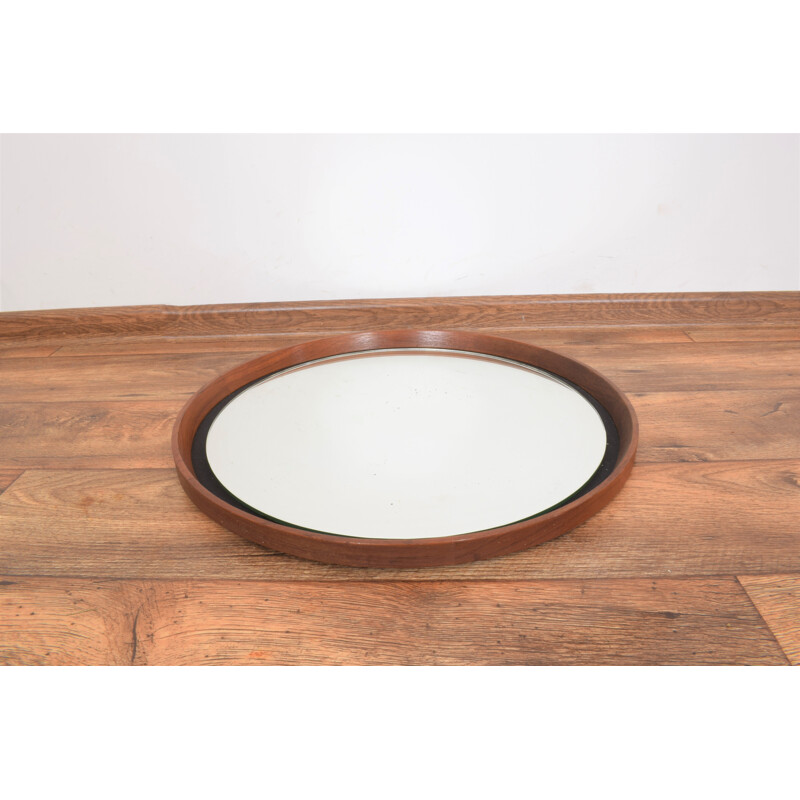 Vintage teak mirror by Uno and Östen Kristiansson for Luxus, Sweden 1950