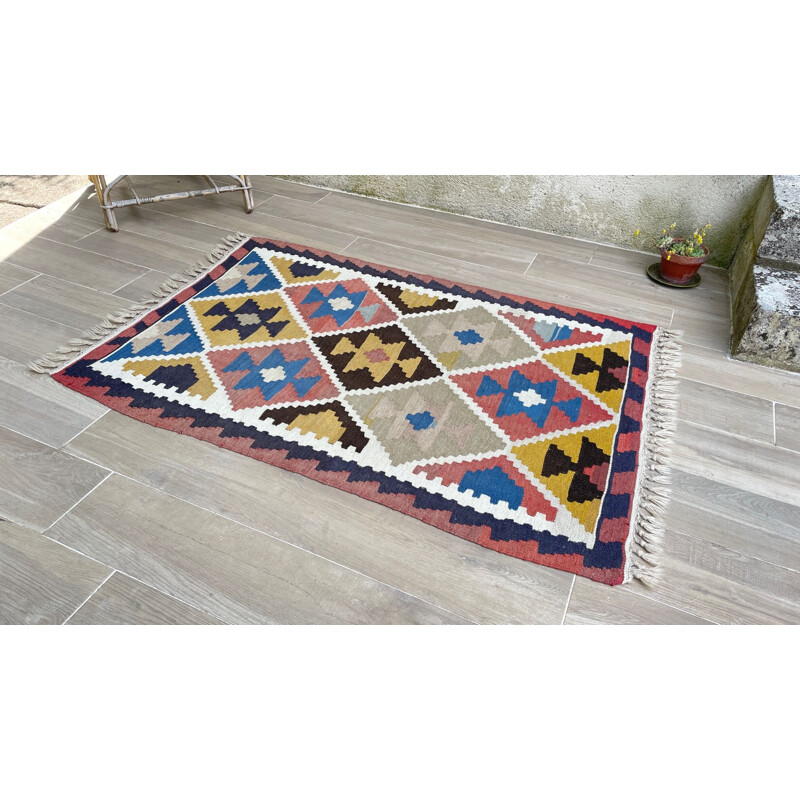 Alfombra Kilim vintage de pura lana