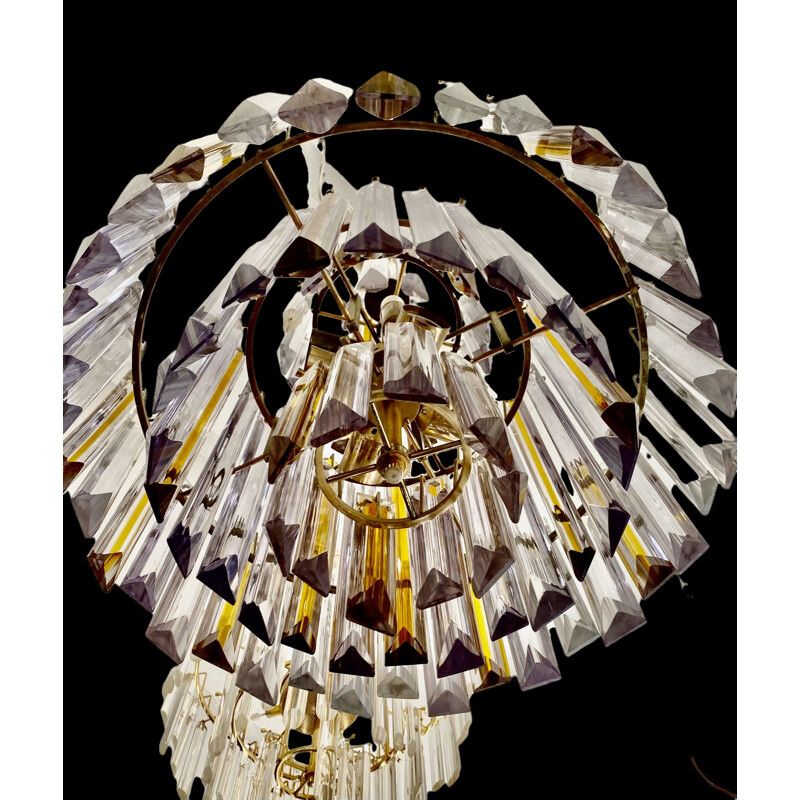 Vintage Venini glass Murano bicolore chandelier, 1970s