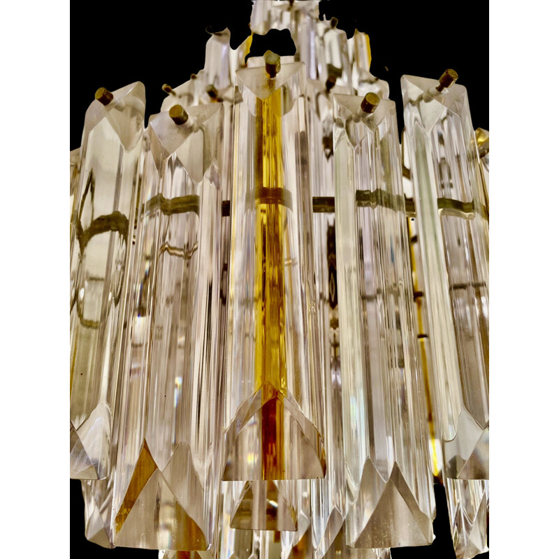 Vintage Venini glass Murano bicolore chandelier, 1970s