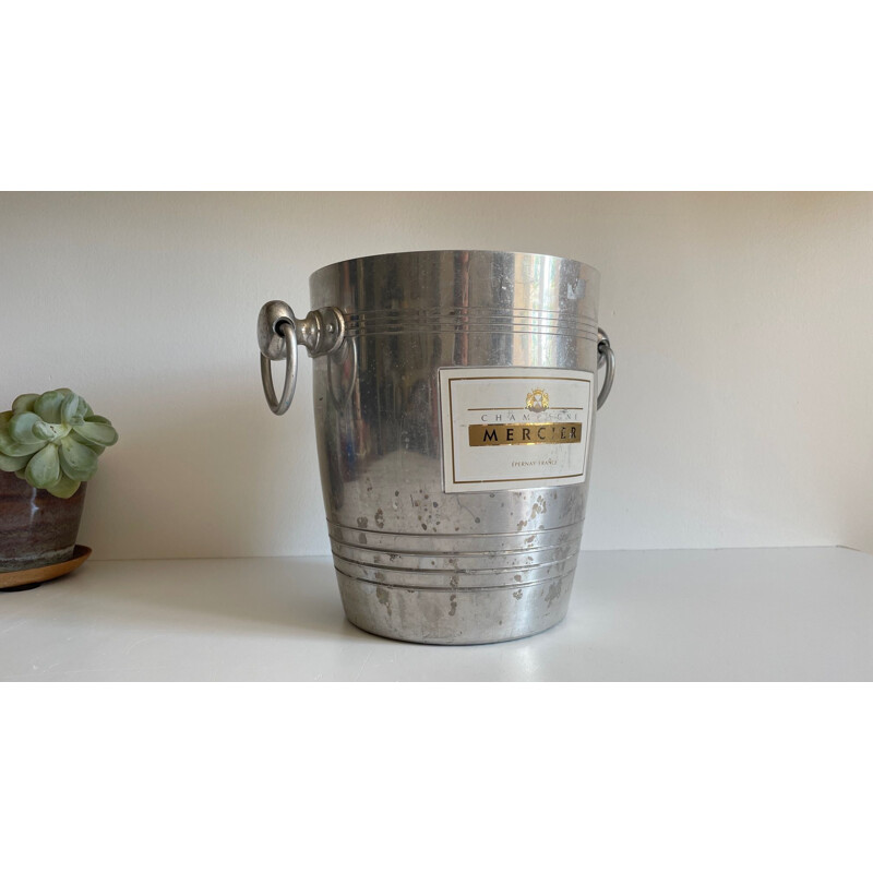 Vintage bistro champagne bucket in cast aluminum, France