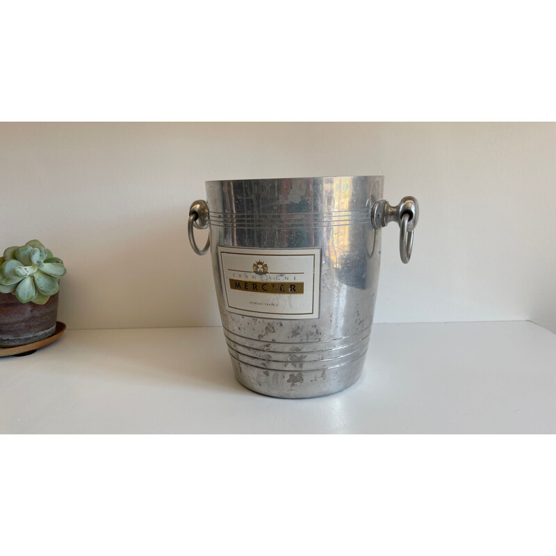 Vintage bistro champagne bucket in cast aluminum, France