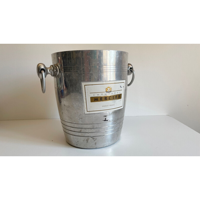 Vintage bistro champagne bucket in cast aluminum, France