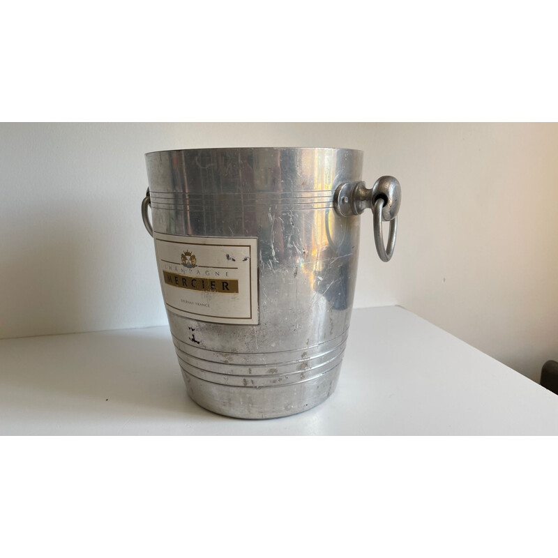 Vintage bistro champagne bucket in cast aluminum, France