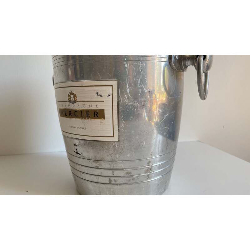 Vintage bistro champagne bucket in cast aluminum, France