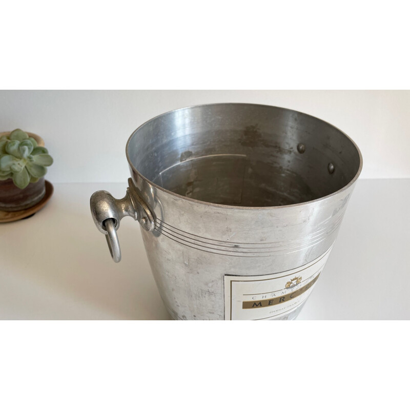 Vintage bistro champagne bucket in cast aluminum, France