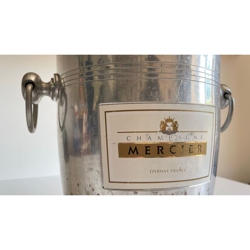 Vintage bistro champagne bucket in cast aluminum, France