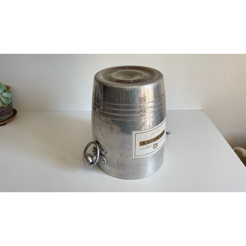 Vintage bistro champagne bucket in cast aluminum, France