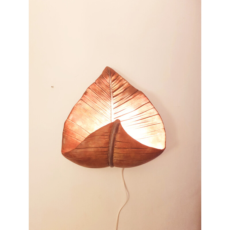 Vintage ceramic wall lamp in the shape of a palm leaf