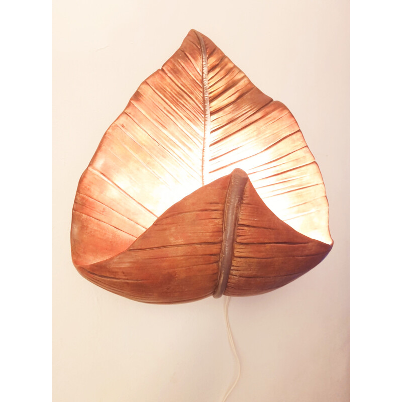 Vintage-Wandleuchte aus Keramik in Form eines Palmenblatts