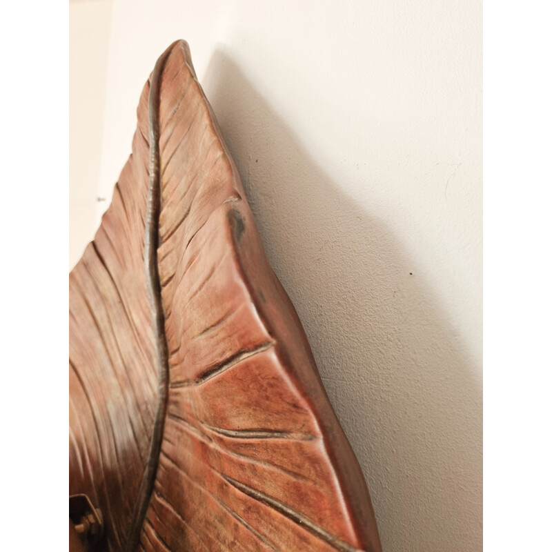 Lampada da parete in ceramica vintage a forma di foglia di palma