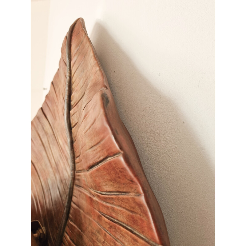 Vintage ceramic wall lamp in the shape of a palm leaf