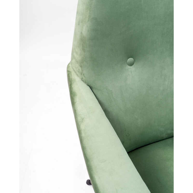 Mid century armchair in green velvet by Guy Besnard, France 1950s