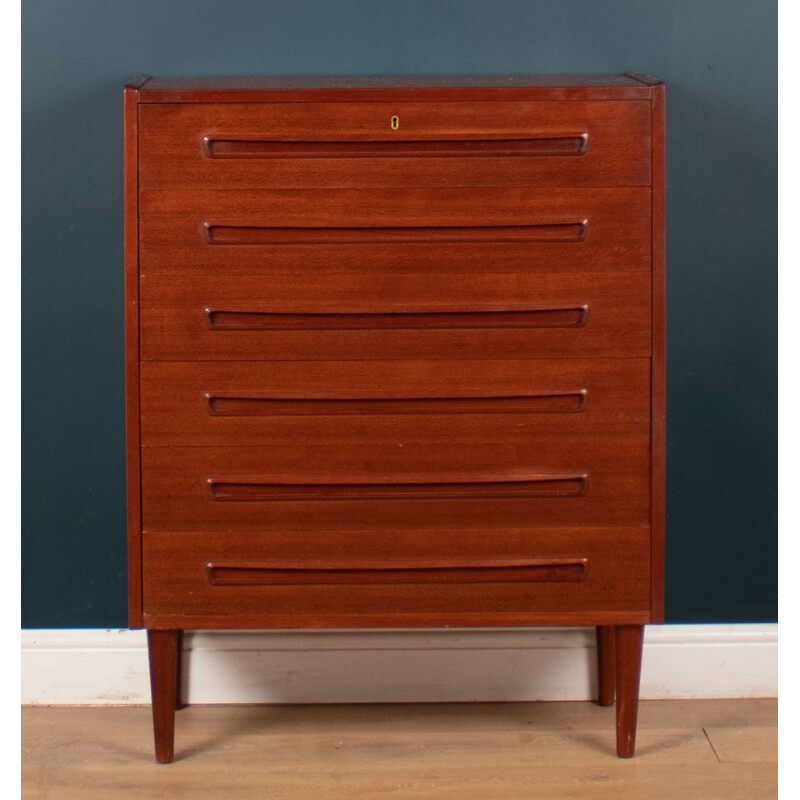 Danish teak mid century chest of drawers, 1960s