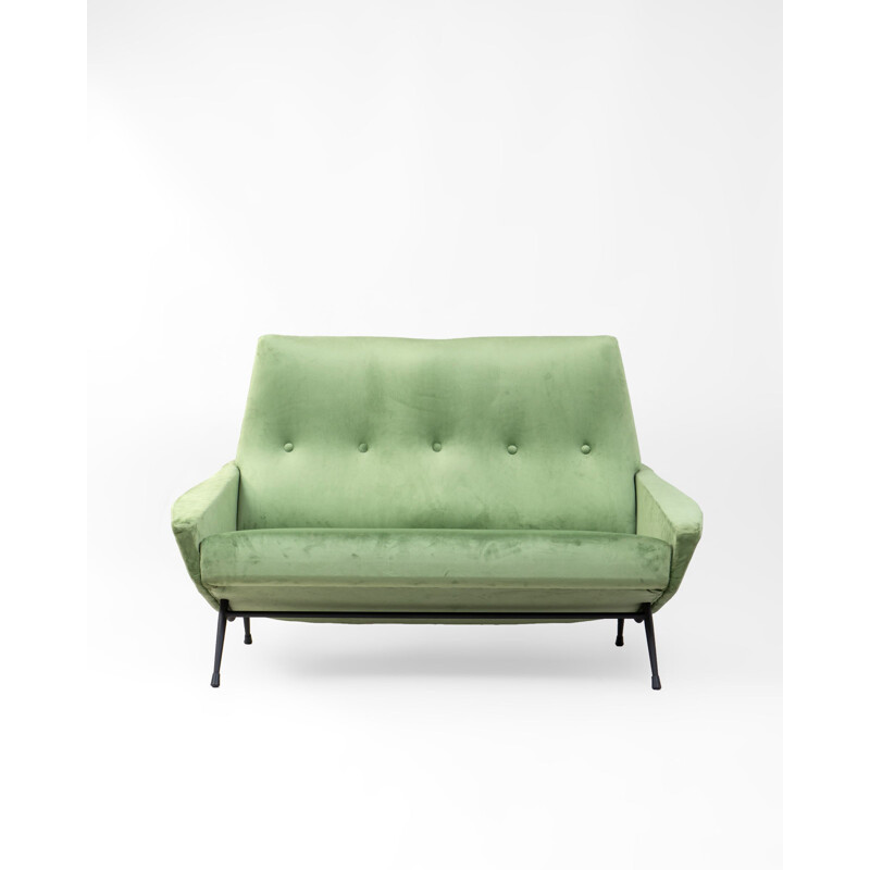 Vintage-Sofa in grünem Samt von Guy Besnard, Frankreich 1950