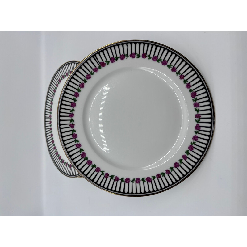 Set of 8 vintage art deco plates with a dish by Chabrol and Poirier, 1920