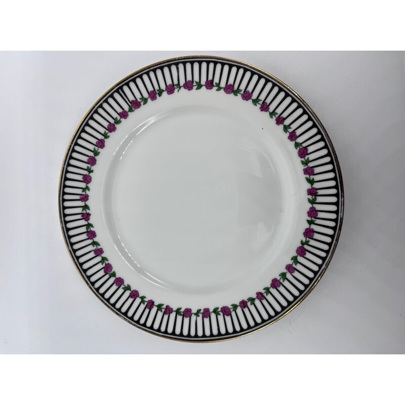 Set of 8 vintage art deco plates with a dish by Chabrol and Poirier, 1920