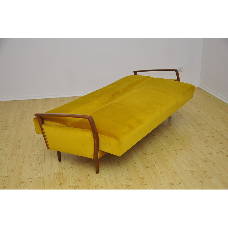 Canapé-lit vintage en velours avec fonction de pliage, 1950