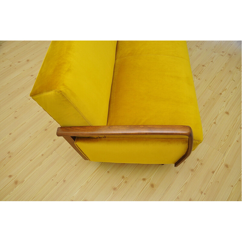 Vintage velvet sofa bed with fold-out function, 1950s