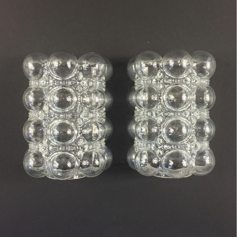 Pair of vintage bubble glass sconces by Helena Tynell for Limburg, Germany 1960