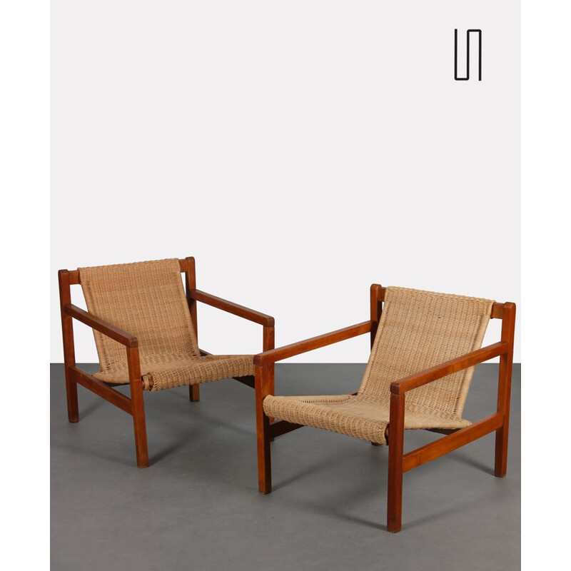 Pair of vintage wooden armchairs, 1960