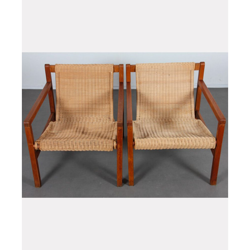 Paire de fauteuils vintage en bois, 1960