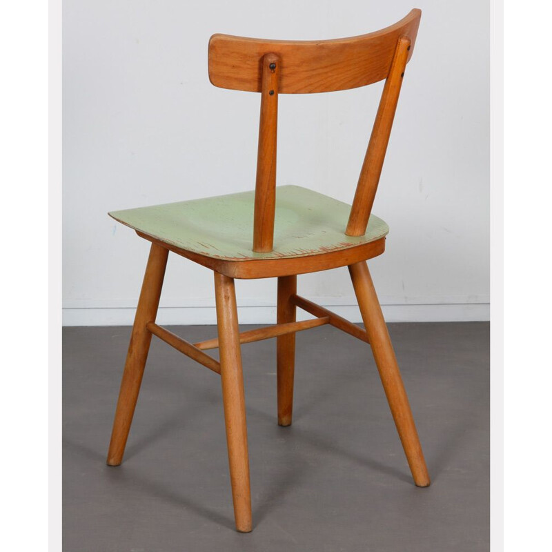 Juego de 4 sillas verdes vintage de Ton, 1960