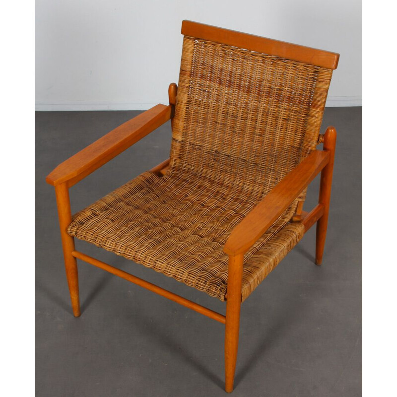 Vintage wicker armchair by Uluv, 1960