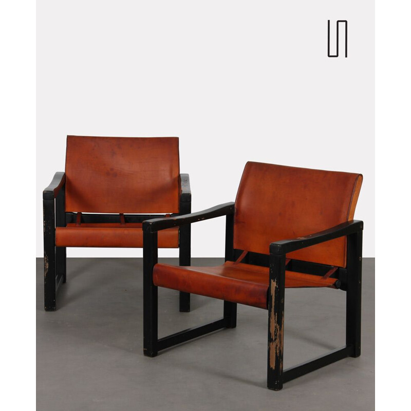 Pair of vintage Diana leather armchairs by Mobring for Ikea, 1970s