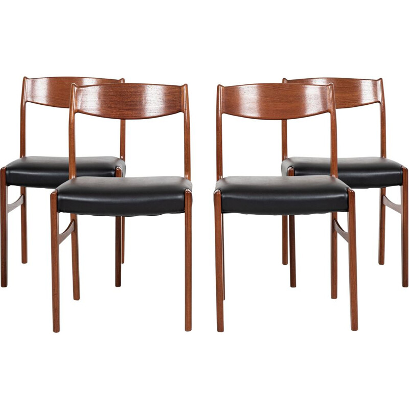 Set of 4 mid century Danish dining chairs in teak by Glyngøre Stolefabrik, 1960s