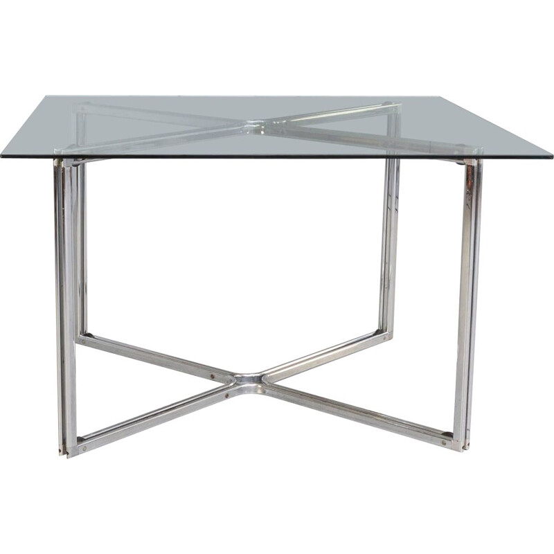 Vintage chrome cross framed dining table by Gastone Rinaldi