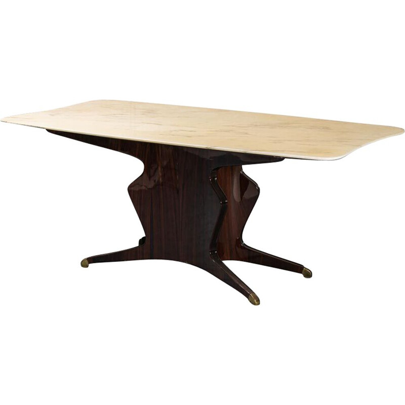 Table vintage en structure de bois d'acajou par Osvaldo Borsani, 1950
