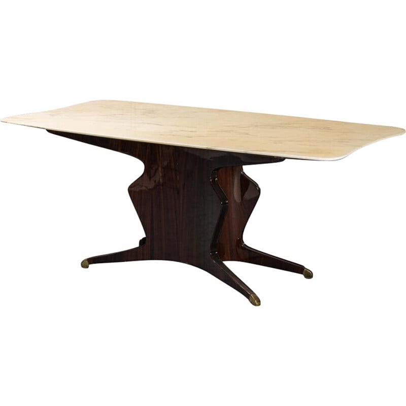 Vintage-Tisch aus Mahagoni-Holzstruktur von Osvaldo Borsani, 1950