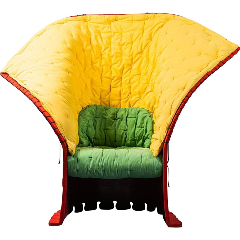 Vintage multicolored wool armchair by Gaetano Pesce for Cassina, 1980s