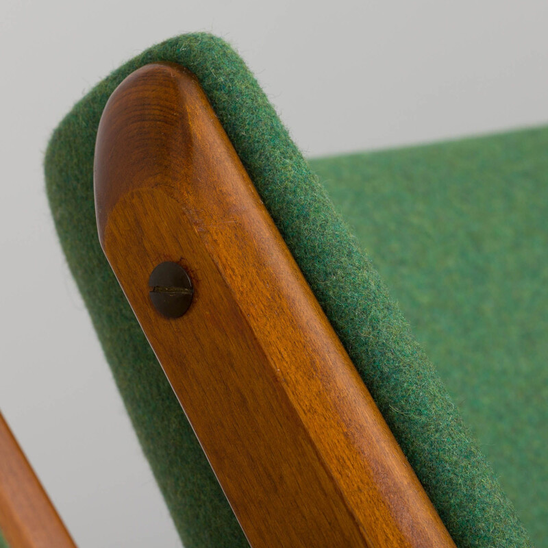 Pair of vintage Dal Vera model 3011 armchairs in green wool by Colegoano Italia, 1950s