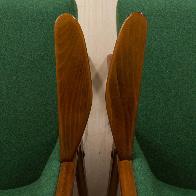 Pareja de sillones vintage Dal Vera modelo 3011 en lana verde de Colegoano Italia, 1950